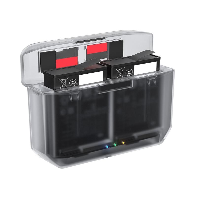 Portable Charging Case With Magnetic Closure Intelligent Protections System Double Slot For Action 5Pro/4/3/Osmo360 Batteries