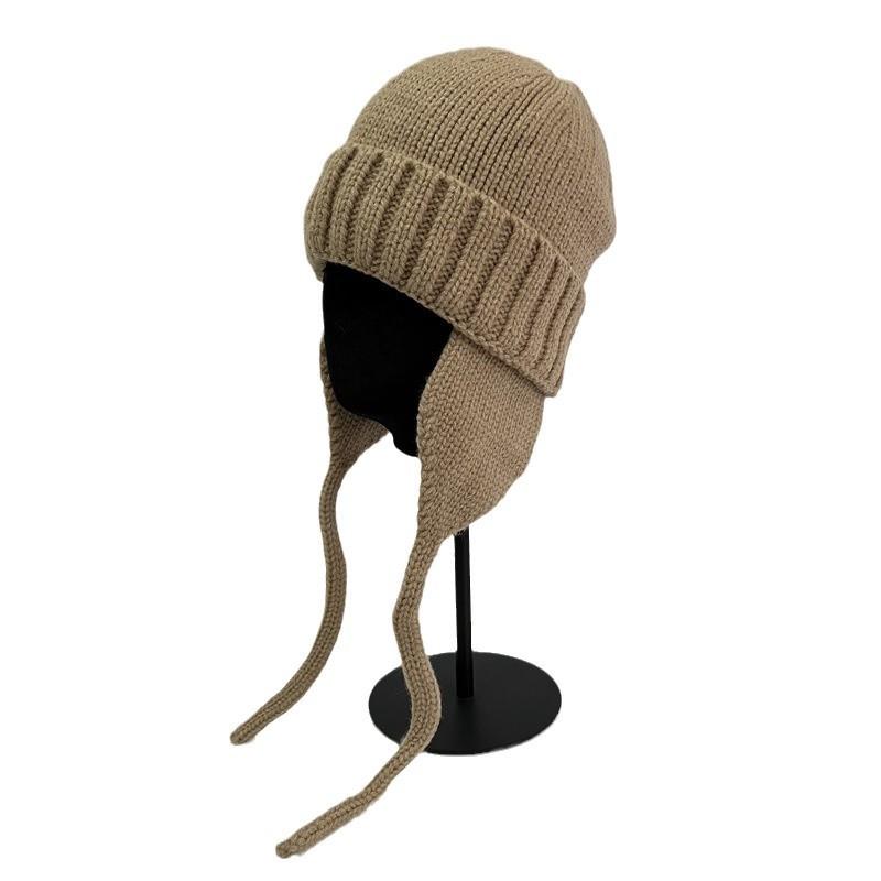 Winter Face Small Lei Feng Hat Women's Knitted Wool Hat Winter Belt Cycling Flying Hat Thermal Ear Hat