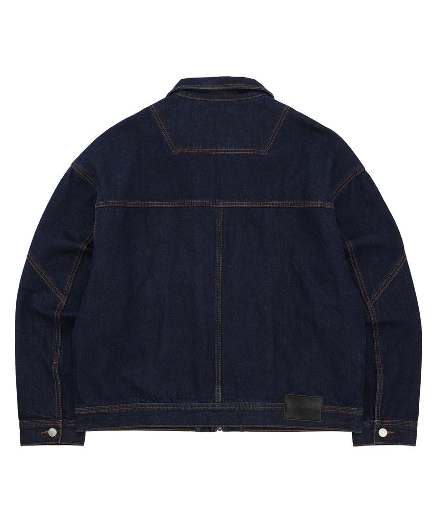 Fieldworker High-Neck Denim Jacket [Indigo Blue]