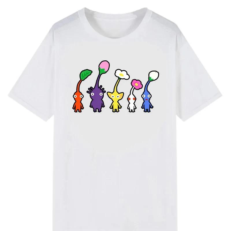 Kawaii Pikmin T Shirt Men Funny TShirt Harajuku Cute Cartoon Graphic Tshirts Summer Breathable Comfortable Tee Hombre Oversized