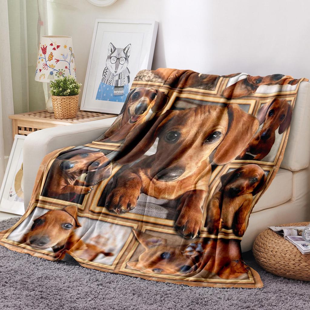 1pc Cozy Dachshund Dog Throw Blanket - Super Soft, Lightweight, Warm, and Plush Flannel Blanket for Sofa, Bed, and Living Room