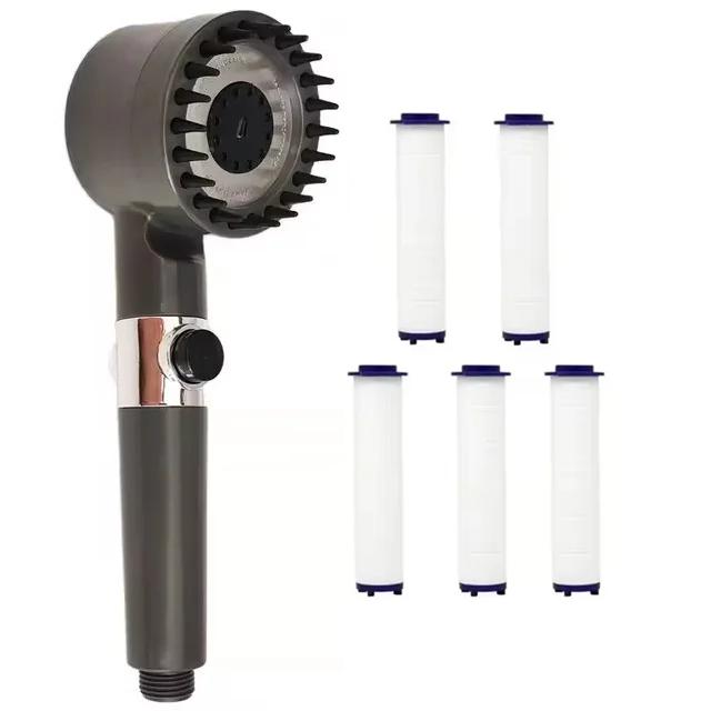 Massage Spa Pressurized Shower for Bathroom Accessories Three Level Adjustment Showerhead High Pressure Knobs Filter Shower Sets