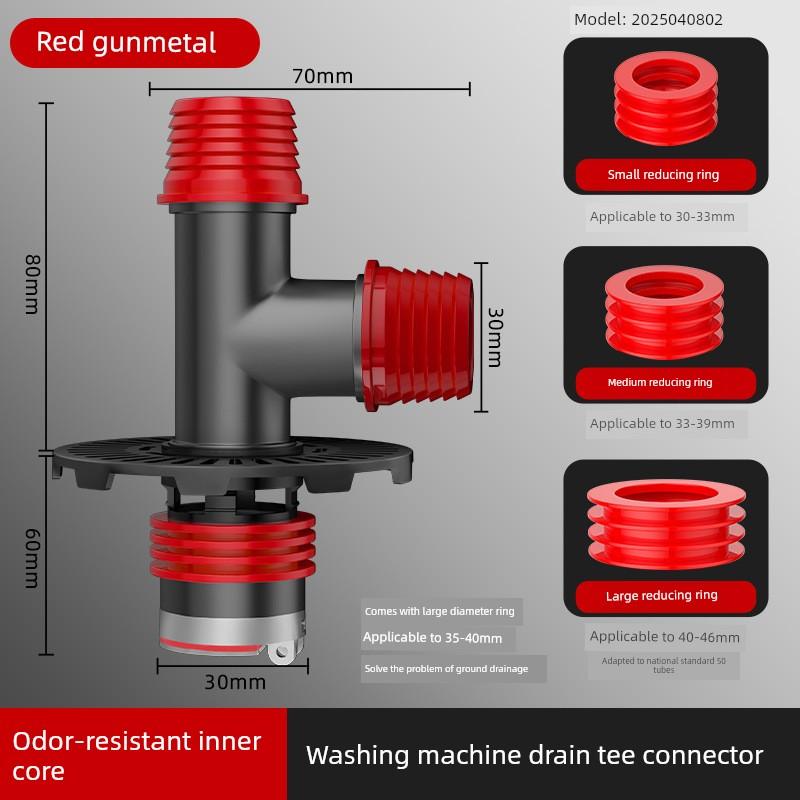 Universal Bathroom Drain Pipe Washing Machine Floor Drain Three-Way Connector Anti-Odor Dual-Use Three-Way Cover