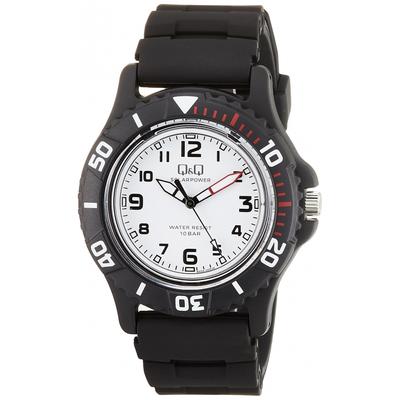 [Q&Q] Watch Cue and Cue Analog Solar 10 ATM Suya Dayanıklı Üretan Kemer E02A-002VK Erkek Siyah