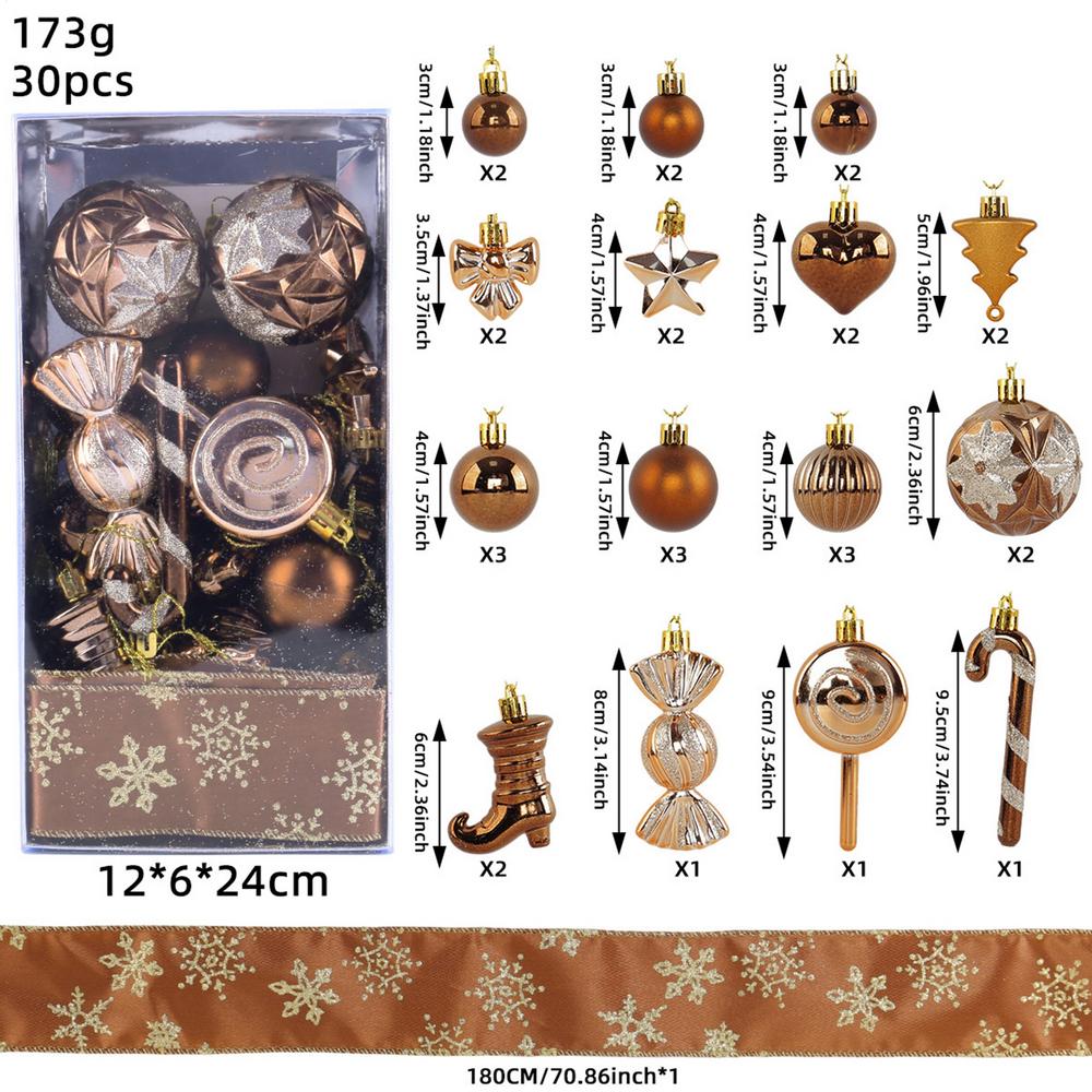 30 Pieces Painted Cane Candy Christmas Ball Decorations Shatterproof Christmas Tree Ornaments Small Christmas Ball Gift Box