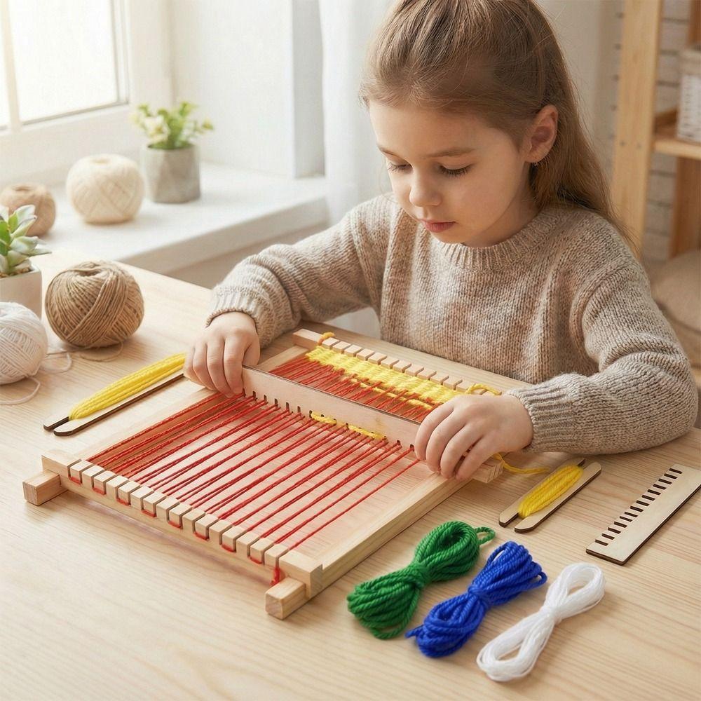 Durable Wooden Wooden Weaving Loom Detachable Mini Hand-Knitting Machine Lightweight Yarn Knitting Tools Desktop Craft