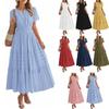 Women's V-neck Pull-out Puffy Sleeve Short Sleeve Dress