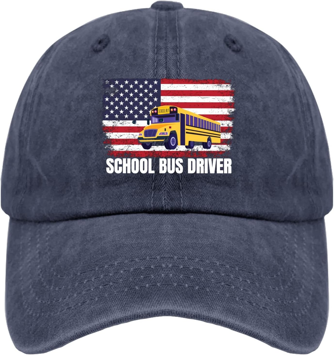 School Bus Driver American Flag Graphic Baseball Cap Polyester Vintage Casual Adjustable Adult Hat One Size