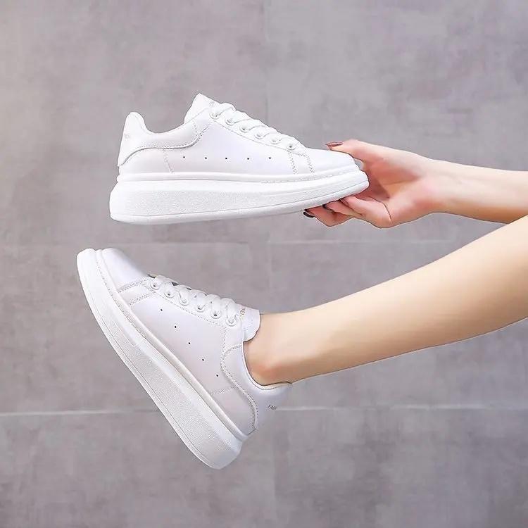 Casual Trendy Autumn New Couple'S Shoe Increase Height White Small Shoe Women'S Plus Size Board Shoe Rubber Sole Polyurethane In