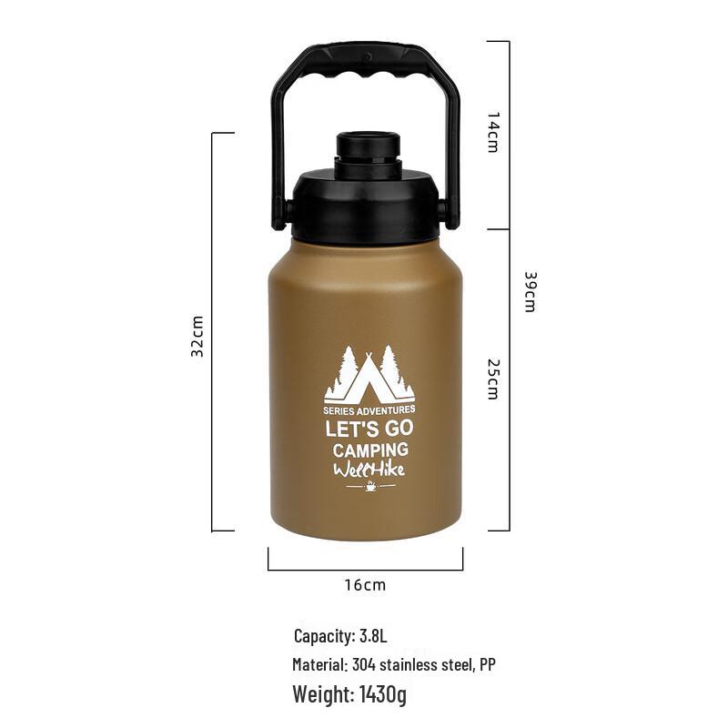 WELLHIKE Outdoor Insulated Stainless Steel Ice Bucket 3.8L