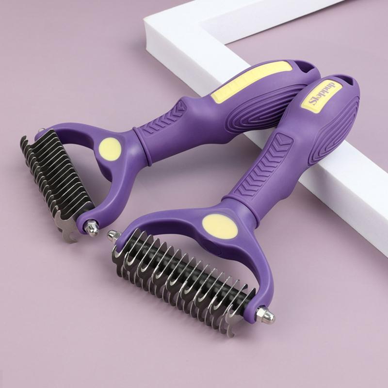 Foldable Double Sided Dog Brush Knife Knot Opening Dematting Undercoat Rake for Thick Hair Pets Hair Remover Furminator Perros