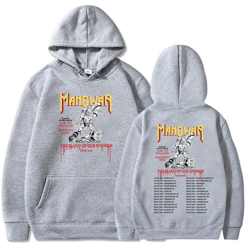 Manowar The Blood Our Enemies Tour 2025 Hoodies Winter Hip Hop Heavy Mental Band Sweatshirts
