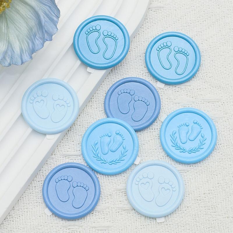 652F Pack of 50 Pearls Pink Wax Seal Sticker with Infant Footprint Easy Application