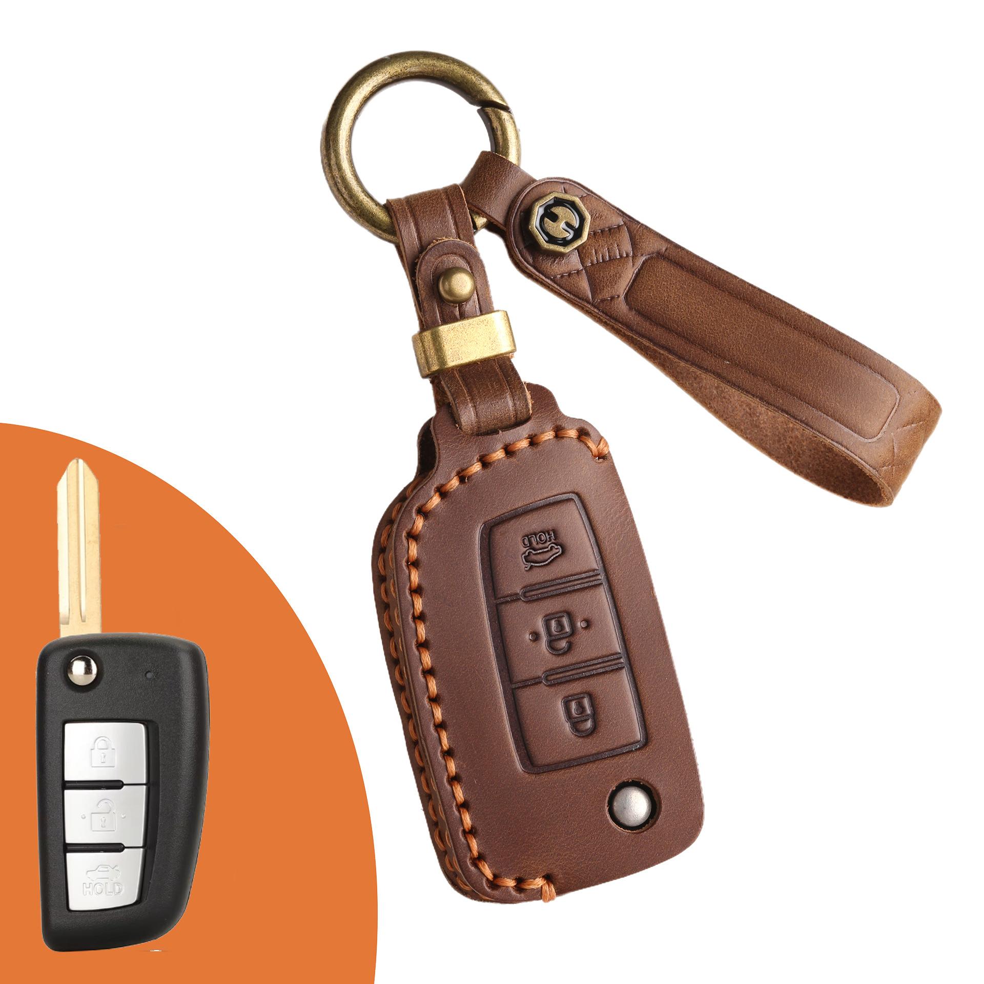 

Чехол для ключа подходит для складного ключа Nissan, натуральная кожа, ручная работа, автоаксессуары.