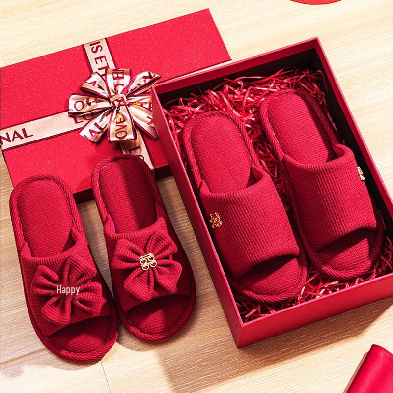 Wedding Couple Bow Slippers
