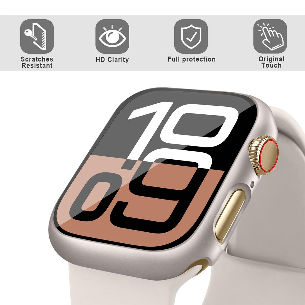 Tempered glass+Case for Apple Watch 10 11 46mm 44mm 45mm 41mm 40mm 42mm Screen Protector iwatch series 9 8 7 6 SE 3 Accessories