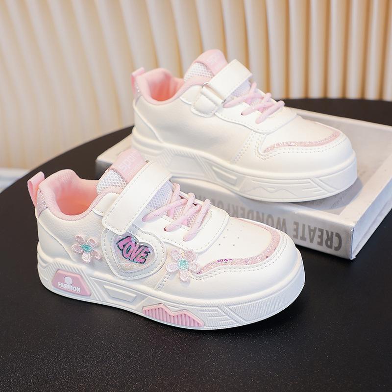 Kids Floral Decor Hook and Loop Casual Sneakers 26