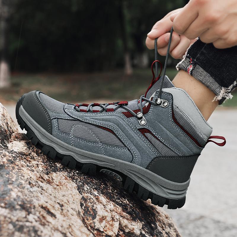 TUINANLE New Trend Men's High-Top Non-Slip Hiking Shoes Hiking Outdoor Wear-Resistant Platform Travel Boots