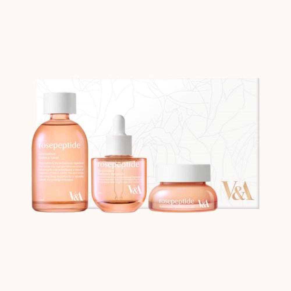 V A beAuty Rose Peptide skincAre essentiAls 3 Piece Set  toner+Ampoule+creAm NONE