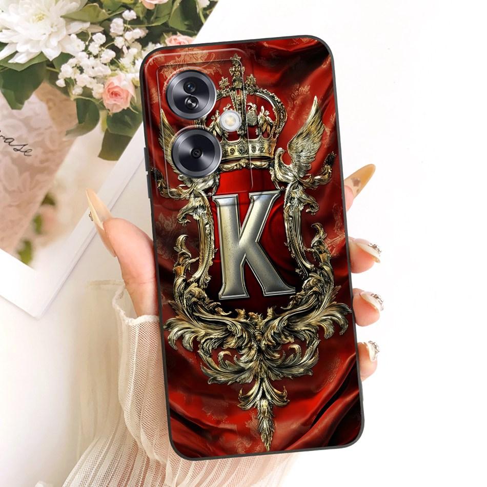 For OPPO A79 5G Feather Crown Initial Letter Phone Case For Oppo A79 CPH2553 CPH2557 Soft Silicone Covers Bumpers