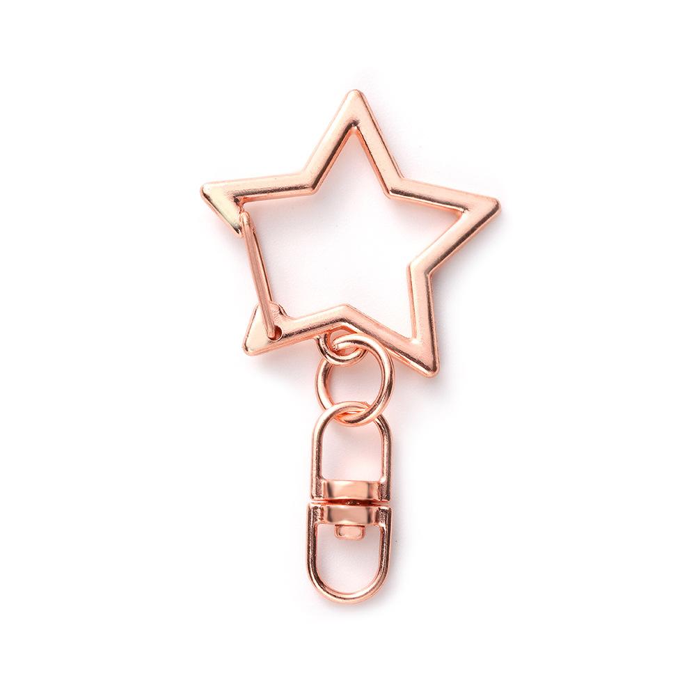 

10 Pcs/ Lot Star Keychain Lanyard Metal Snap Hook Lobster Clasp Open Bezel DIY Accessories Bags Car Keychain Finding 42*24mm розового золота