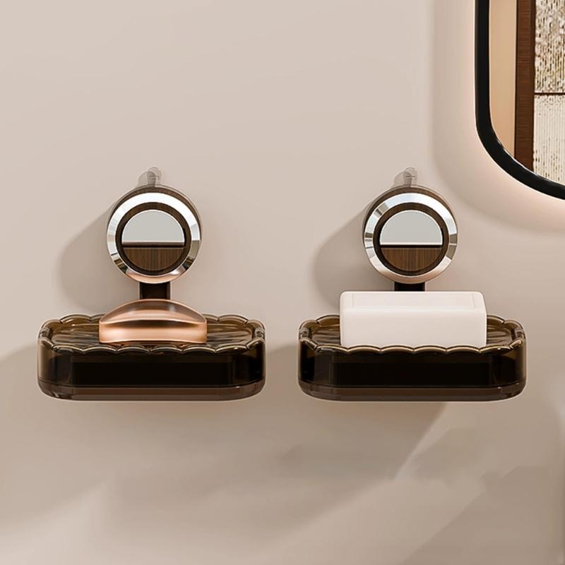 Elegante Portasapone con Ventosa Design Drenaggio Acqua Organizzatori Bagno Salvaspazio Scaffale in Plastica