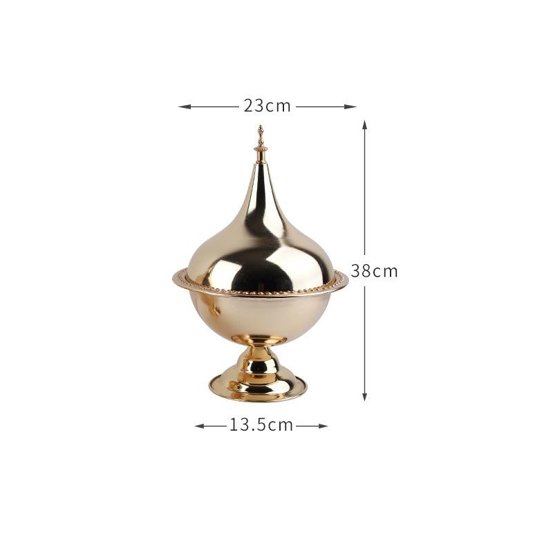 Gold-plated Metal Decorative Jar Wedding Props Wedding Ornaments Wrought Iron Candy Box Flower Arrangement Home Decoration