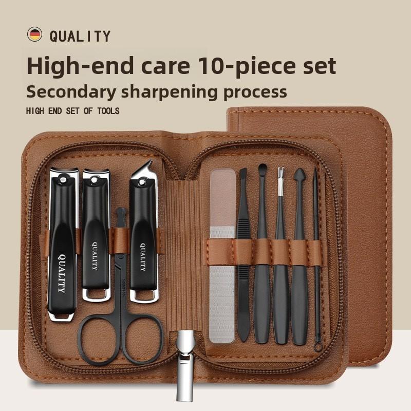High-end Semi-black Nail Clipper Set, Complete Set of Stainless Steel Manicure Tools