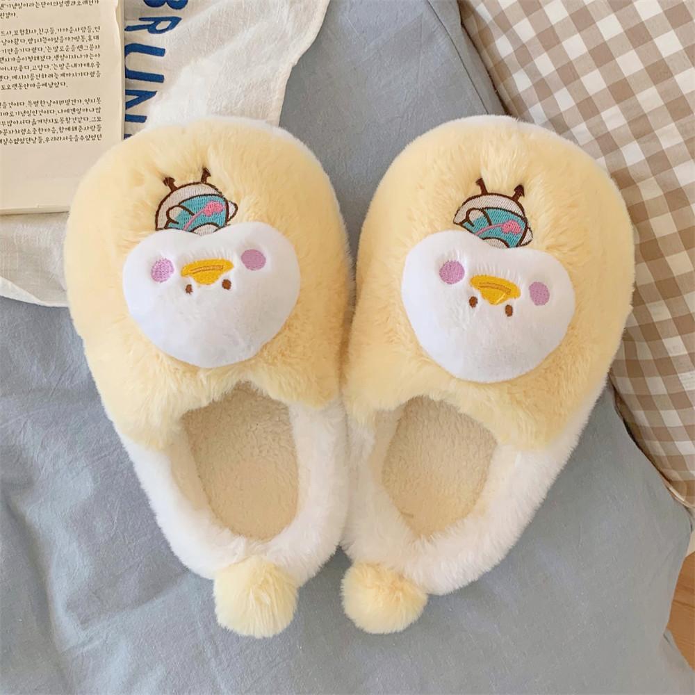 Thick bottom warm indoor home autumn and winter women's bag head cotton slippers cartoon duck casual comfortable slippers