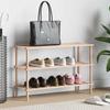 Shoe Rack with 3 Shelves Solid Pine Wood