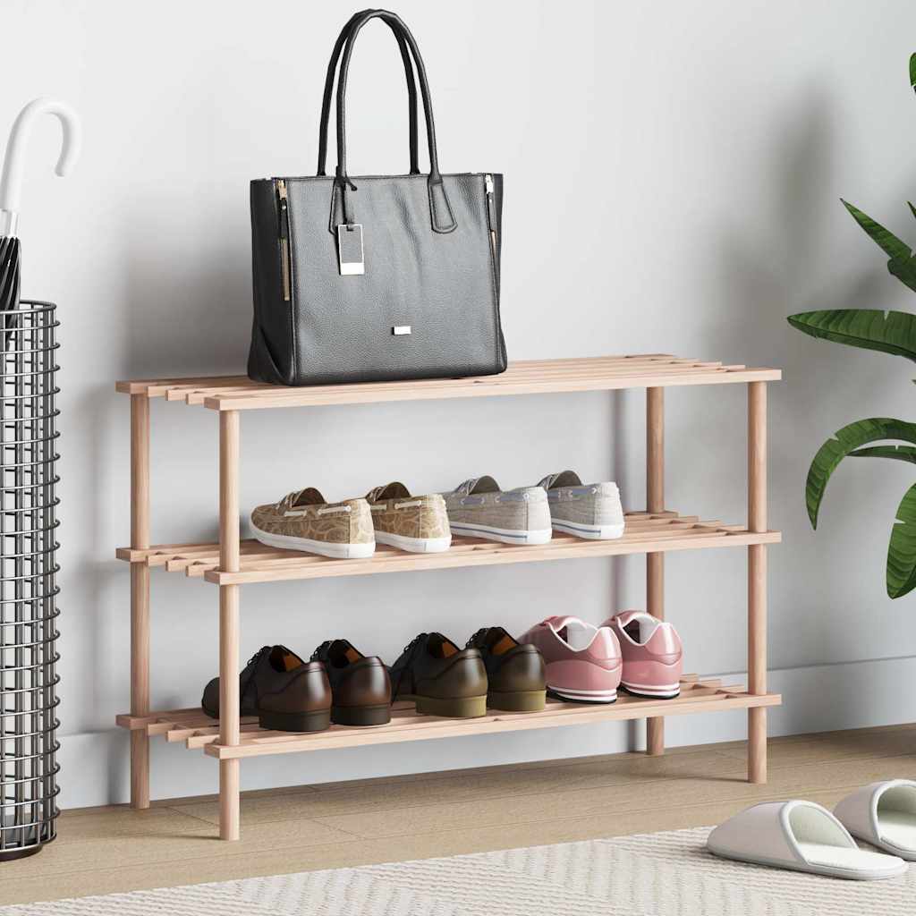 Shoe Rack with 3 Shelves Solid Pine Wood