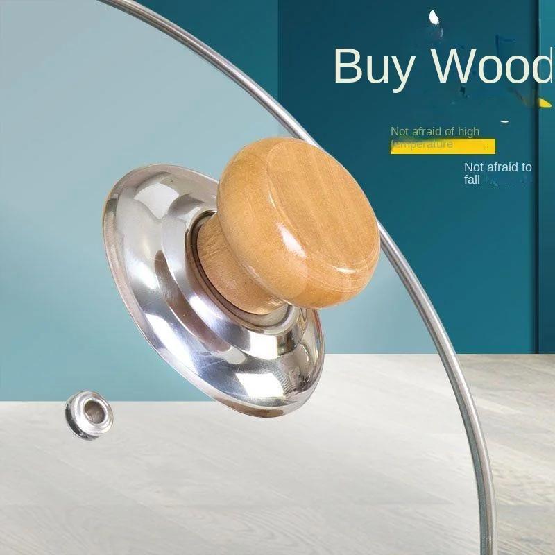 

1 шт. Универсальная кнопка для кастрюли из цельного дерева, крышка для кастрюли из нержавеющей стали, ручка для кастрюли, крышка для бусин, аксессуары для крышки кастрюли