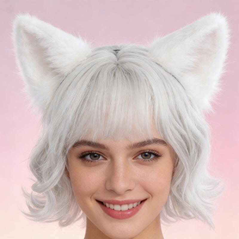 Realistic Cats Ear Hairband Plush Headband Design Costume Headwear For Women Girls Cosplays Event Themed Parties