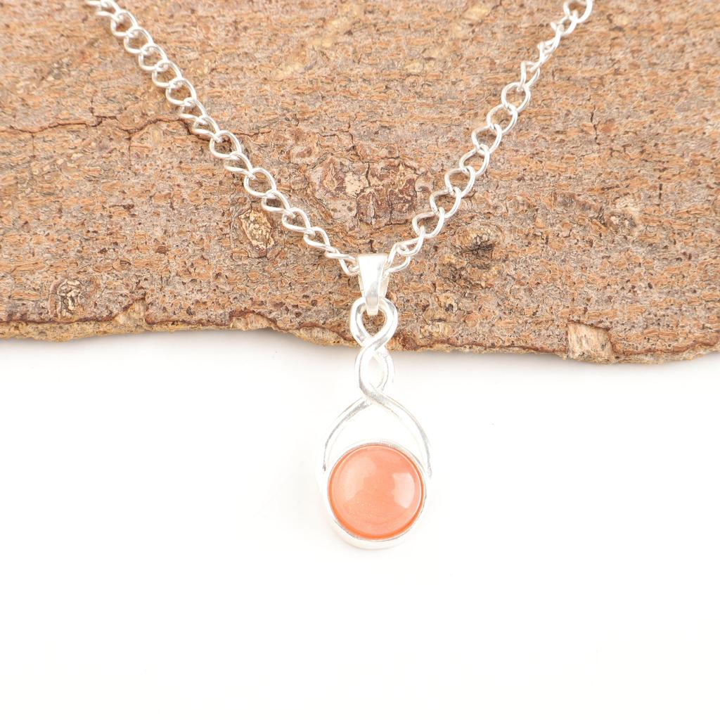 Peach Moonstone Gemstone Jewelry, 925 Solid Sterling Silver Pendant, Handmade Gorgeous Silver Pendant, For Wedding Gift