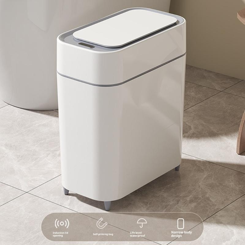 Mülleimer mit Klappdeckel, hohe Kapazität, kippsicheres Design, sichere automatische Öffnung für Haushalt, Küche, Bad