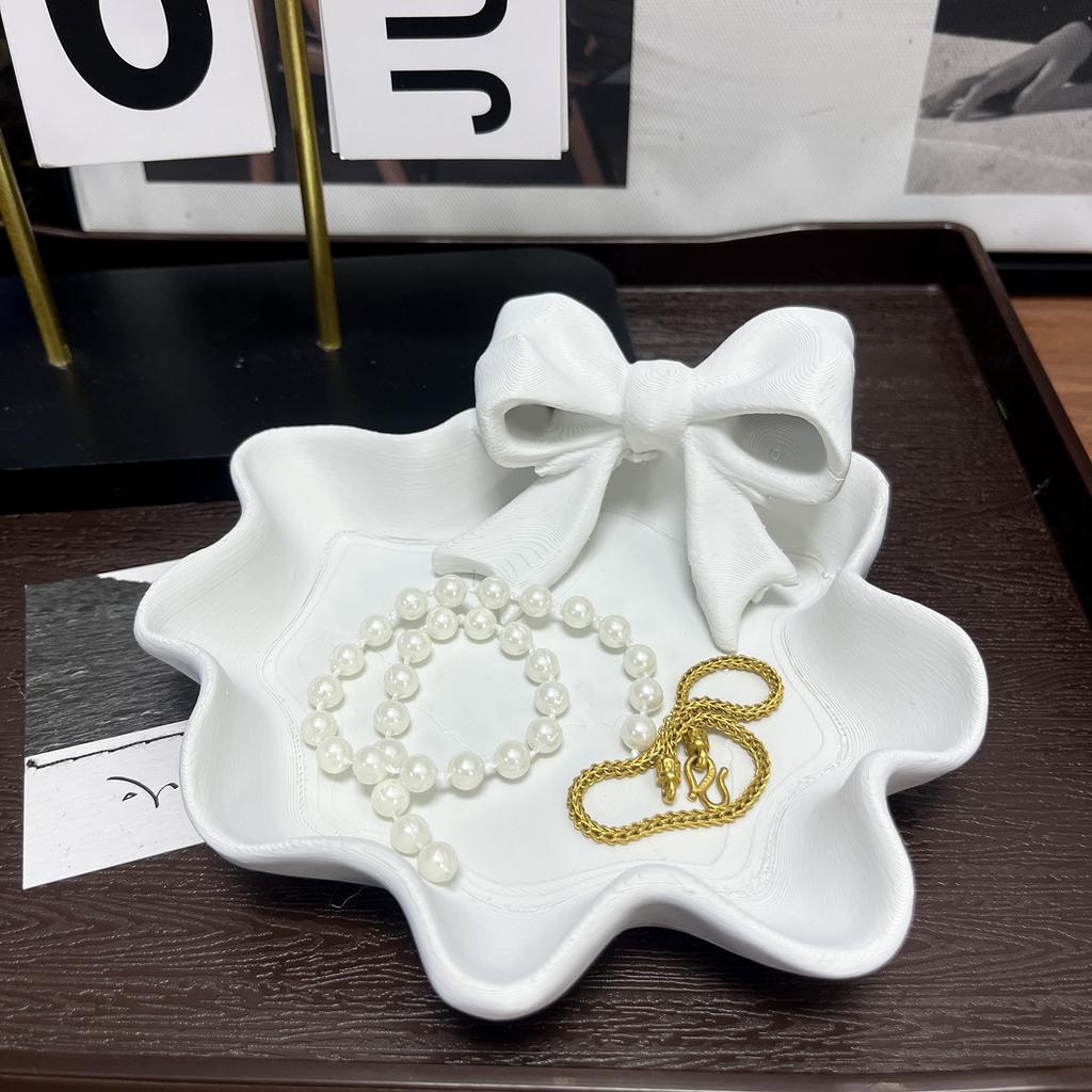 Cute Bowknot Shaped Jewelry Organizer Home Desktop Storage Tray Decor Display Holder for Ring Earrings Living Room Bedroom Decor