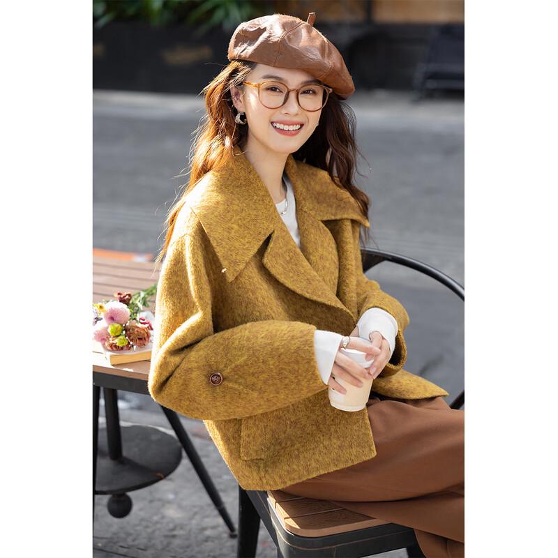 MokaNa Women's Elegant Winter Wool Blend Short Coat