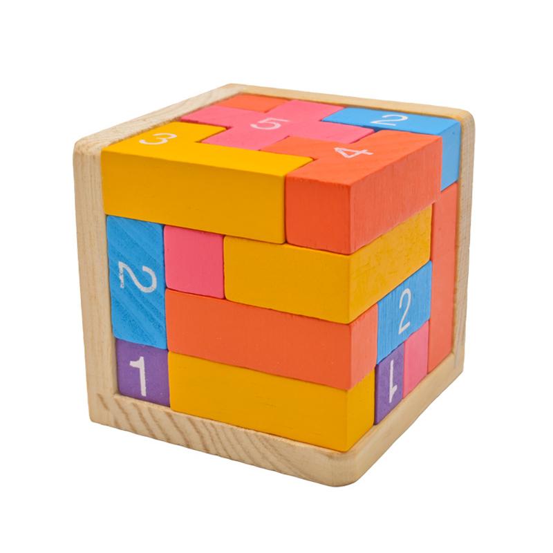 Colorful Wooden Blocks Puzzles,Classic Luban Lock Cube 3D Puzzle Toys, Intellectual Game For Children And Adults