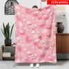 2D Flat Printing 1pc Soft Pink Christmas Ball and Snowflake Print Flannel Blanket Single-sided Print Suitable for Bedroom Sofa Off