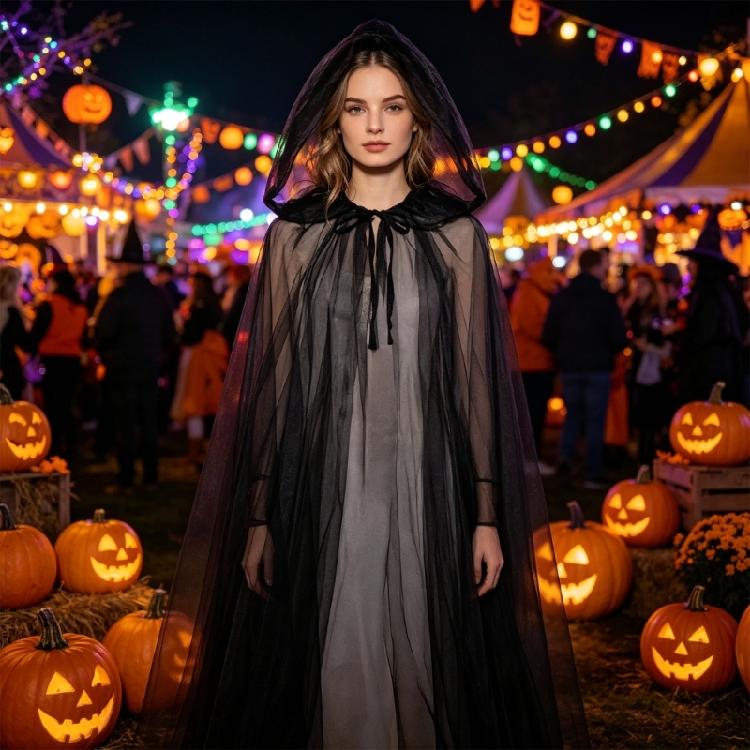 Mantelle Lunghe alla Moda Senza Maniche con Tulle Multistrato Rete Elegante Mantello per Eventi a Tema per Costumi Fantasy
