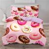 Soft Cute Donuts Duvet Cover Set Dessert Theme Bedding Set For Girls Boys Gifts Microfiber Funny Cartoon Tasty Foods Quilt Cover
