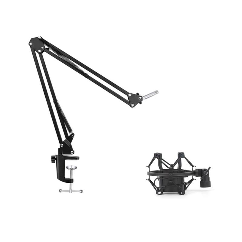 Adjustable Metal Microphones Scissor Arm Stand Foldable Shock Mount for Recording and Live Streaming