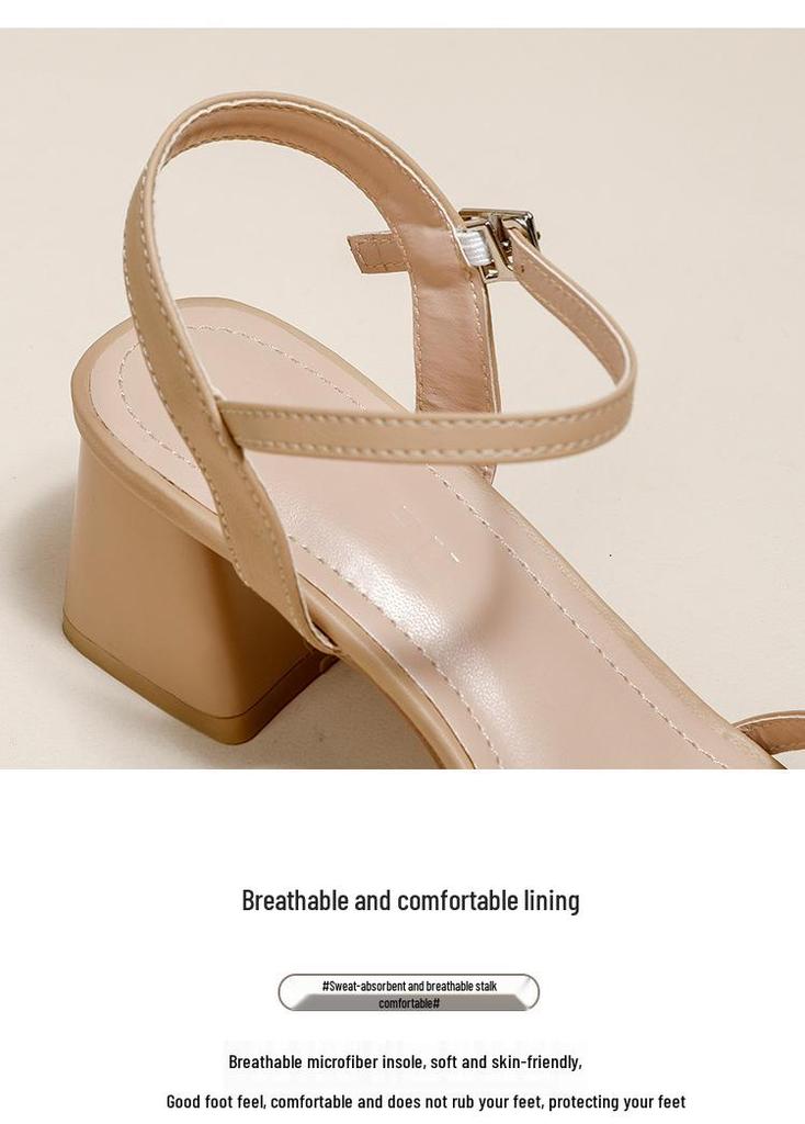 Summer Backless Chunky Heel Sandals for Women – Cross and Single Strap Open Toe with Soft Thick Sole.
