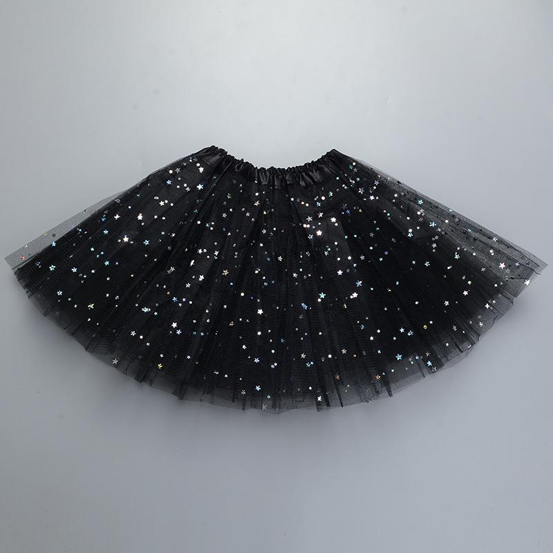Children's Three-Layer Puffy Tutu Skirt with Sequins