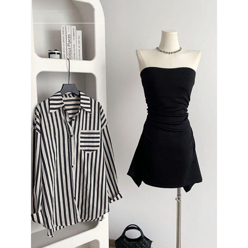 

Платье Duo Laimei, женское летнее нишевое платье-труба, стройнящее фигуру Black Strapless Skirt S