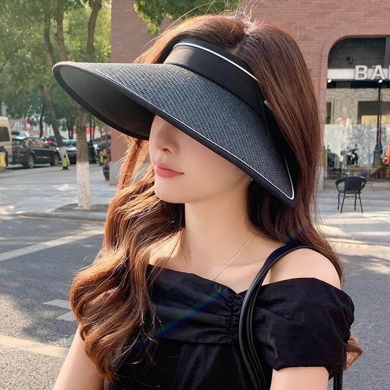 Summer Large Brim Sun Protection Hat Empty Top Sun Protection Hat Women's UV Protection Sun Hat Adjustable Sun Hat