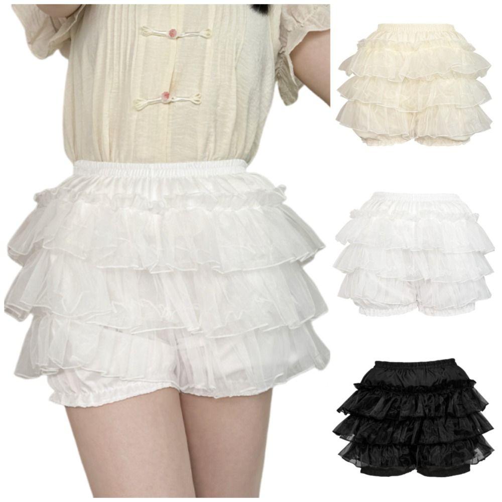 Anti Exposure JK Petticoat Elastic Tutu Puffy Skirt Comfortable Lace Pumpkin Pants Women