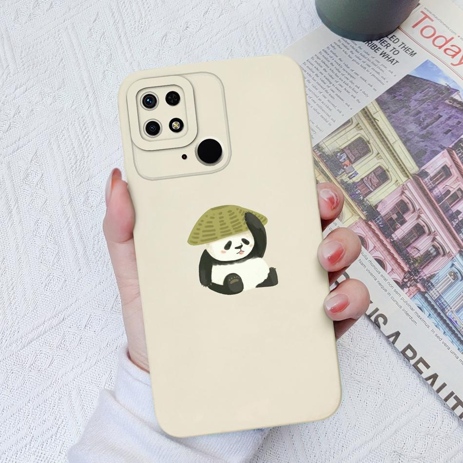 Case For Xiaomi Redmi 10C 10X 10A Sport Panda Camera Coverage Soft Liquid Silicone Cover For Redmi 10 C X A Sport Funda Bumper