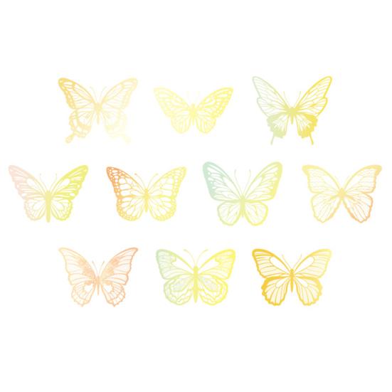 20 Pcs Hollow Carving Butterfly Stickers Decorations 3D Dazzling Mirror Metallic Butterflies Decals for Scrapbooks Junk Journal Supplies