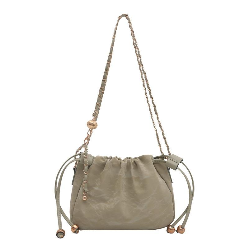 Mädchen-Pumpgürtel, lässig, einfarbig, lässig, literarisch und künstlerisch, schlichte Kette, Umhängetasche, Beuteltasche mit einzelner Schulter.